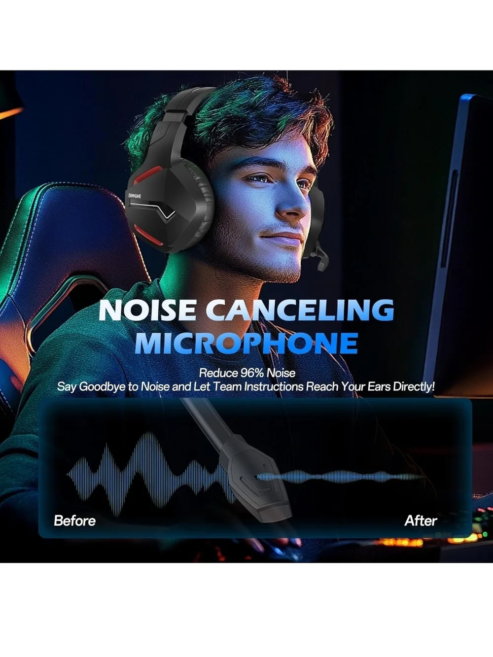 BINNUNE Wireless Xbox Gaming Headset 120H Bluetooth 5.3 50mm Mic